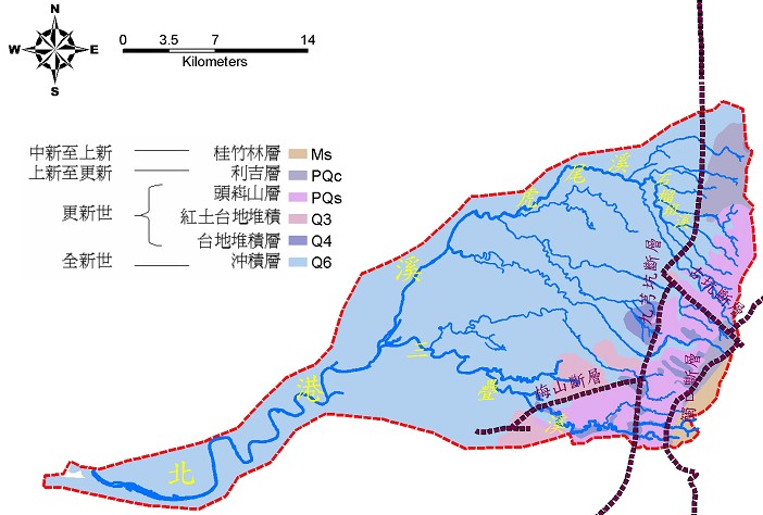 北港溪流域地質圖