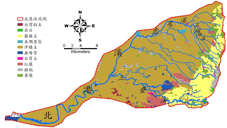 北港溪流域土壤分布圖