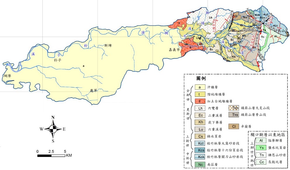 朴子溪流域地質圖